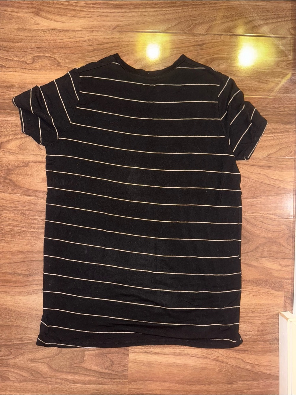 Brandy Melville Oversized Black Tee with White Stripes - Picture 3 of 3